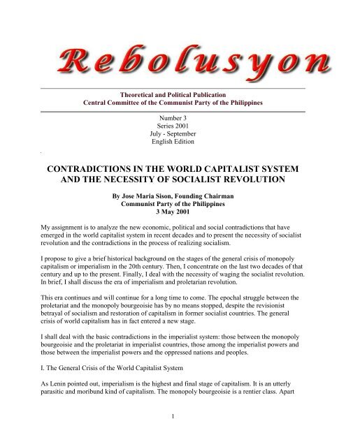 Contradictions In The World Capitalist System And The - 