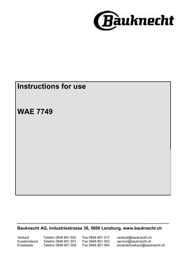 Instructions for use WAE 7749 - Bauknecht