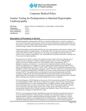 Genetic testing for predisposition to hypertrophic cardiomyopathy