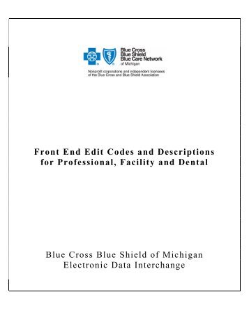 Front End Edit Codes and Descriptions for Professional, Facility and ...