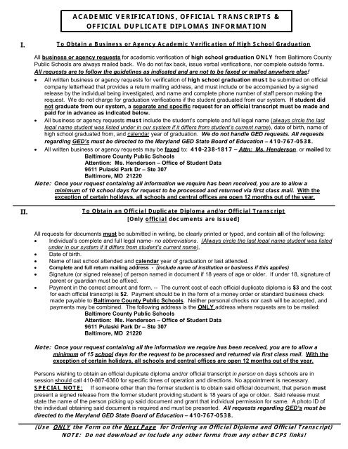 academic verifications, official transcripts & official duplicate diplomas