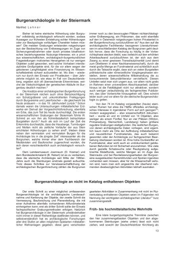Burgenarchäologie in der Steiermark - BDA