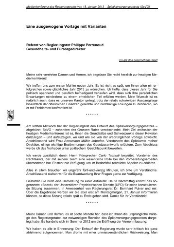 Referat von Regierungsrat Philippe Perrenoud ... - Kanton Bern