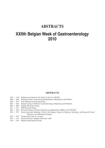 2010 Belgian Week Abstracts - XXV Belgian Week of Gastroenterology