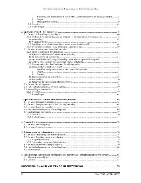 Participatieve analyse van de governance in de tak arbeidsongevallen