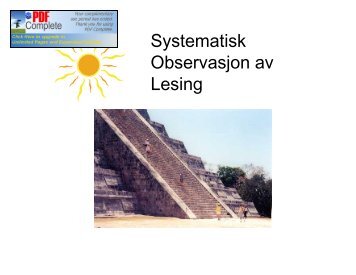 Systematisk Observasjon av Lesing - Bergen kommune
