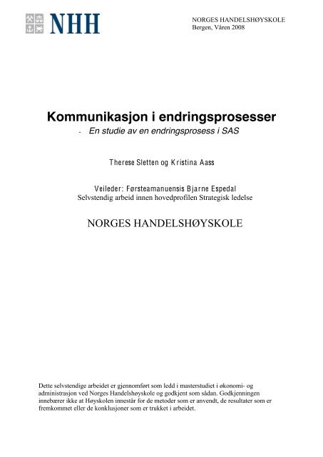 Kommunikasjon i endringsprosesser - BI Norwegian Business School