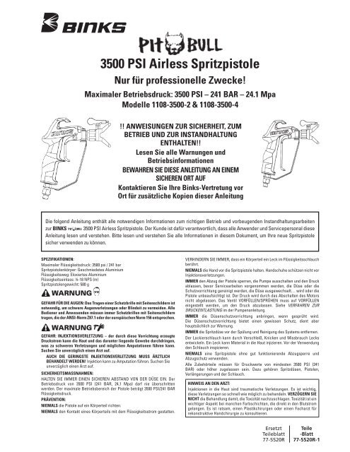 3500 PSI Airless Spritzpistole - Binks