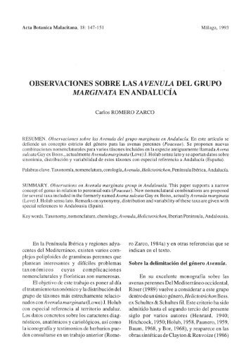 observaciones sobre las avenula del grupo marginata en andalucía