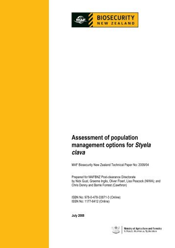 Assessment of population management options for Styela clava