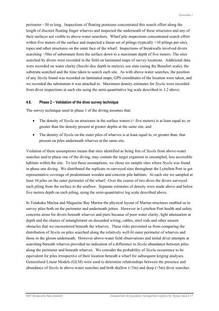 Assessment of population management options for Styela clava