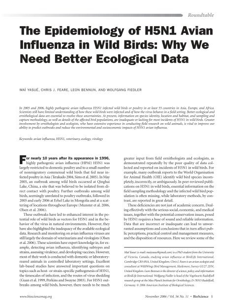 Yasue et al., BioScience 56 - BirdLife International