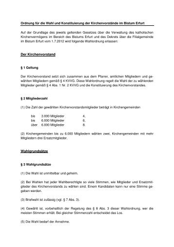 Ordnung für die Wahl und Konstituierung der ... - Bistum Erfurt