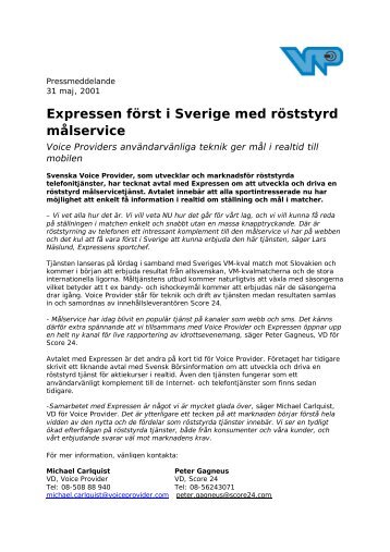 Expressen först i Sverige med röststyrd målservice