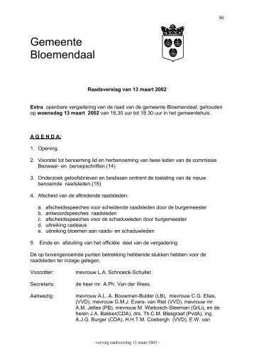 Raadsverslag van 13 maart 2002 - Gemeente Bloemendaal