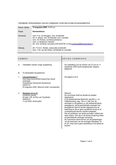 Pagina 1 van 6 OPENBARE VERGADERING VAN DE COMMISSIE ...