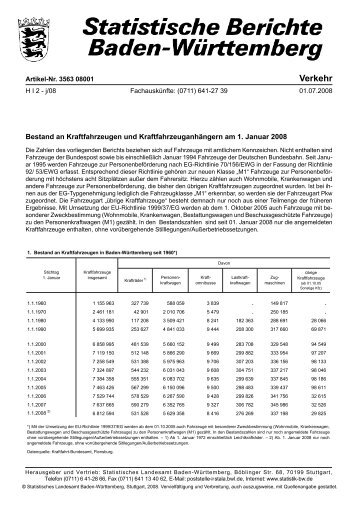 Bestand an Kraftfahrzeugen und Kraftfahrzeuganhängern am 1 ...