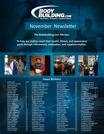 November Newsletter - Bodybuilding.com