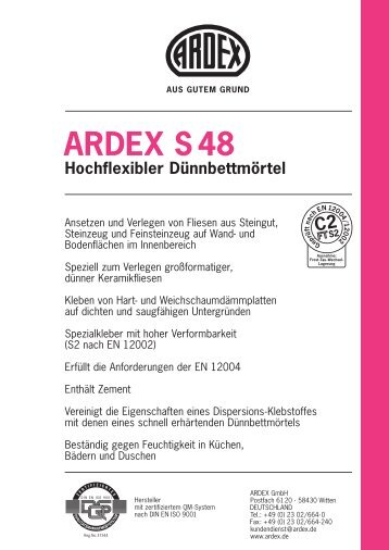ARDEX S 48 Hochflexibler Dünnbettmörtel