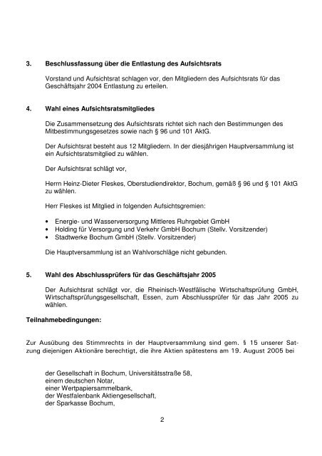 Einladung Hauptversammlung 2005 - Bogestra