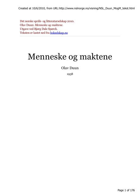 Det norske språk- og litteraturselskap 2010. Olav ... - Bokselskap.no