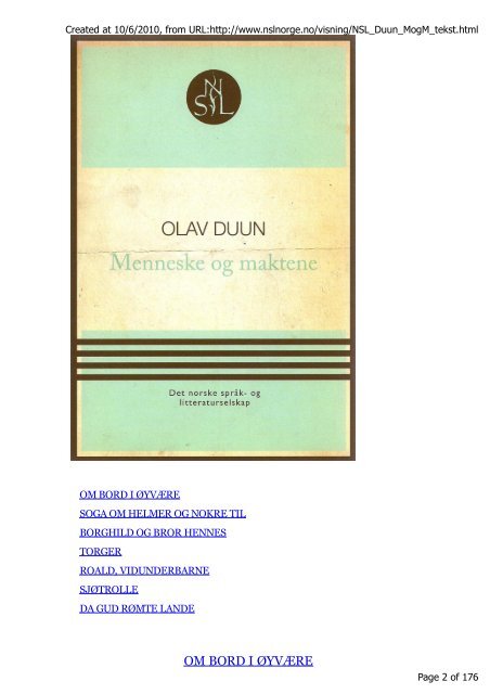 Det norske språk- og litteraturselskap 2010. Olav ... - Bokselskap.no