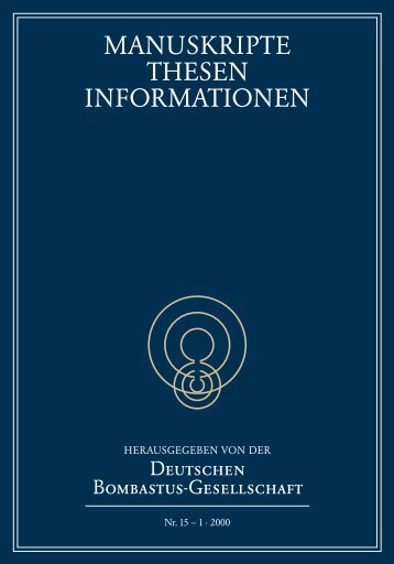 MANUSKRIPTE THESEN INFORMATIONEN - bei Bombastus-Ges.de