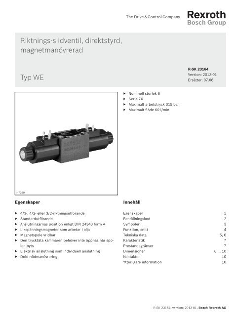 Riktnings-slidventil, direktstyrd, magnetmanövrerad ... - Bosch Rexroth