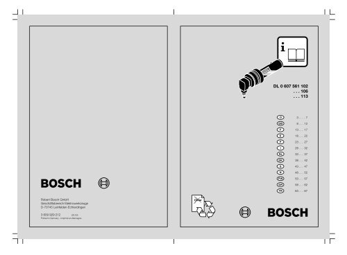 DL 0 607 561 102 . . . 106 . . . 113 - Bosch