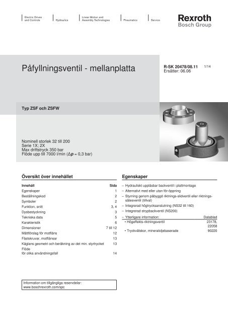 Påfyllningsventil - mellanplatta - Bosch Rexroth