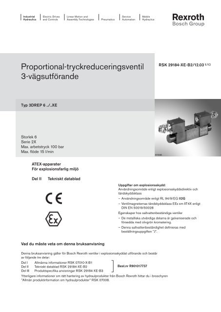 Proportional-tryckreduceringsventil 3-vägsutförande - Bosch Rexroth