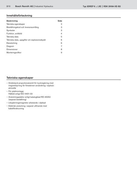 Proportional-tryckreduceringsventil 3-vägsutförande - Bosch Rexroth