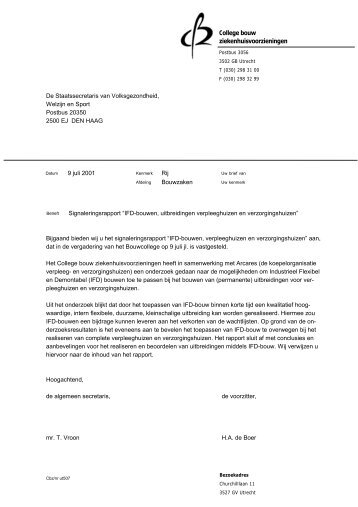 IFD-bouwen, uitbreidingen verpleeghuizen en verzorgingshuizen