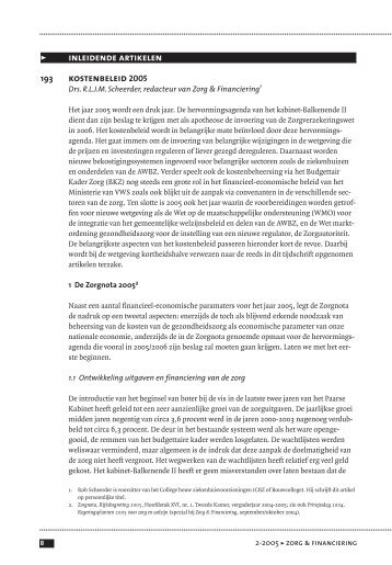 Kostenbeleid 2005 - College bouw zorginstellingen