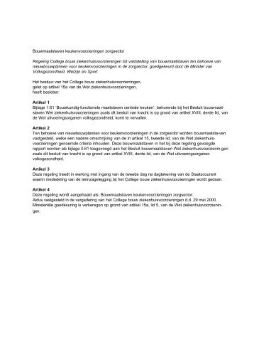 Bouwmaatstaven keukenvoorzieningen zorgsector - College bouw ...
