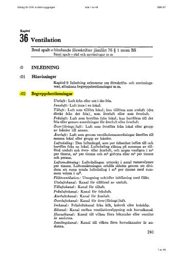 Svensk Bygg Norm - SBN 67 1967 - Utdrag för OVK - Boverket