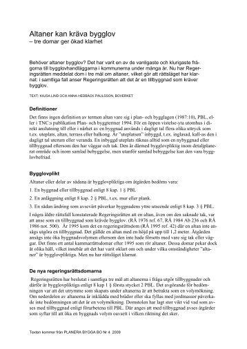 Altaner kan kräva bygglov - Boverket