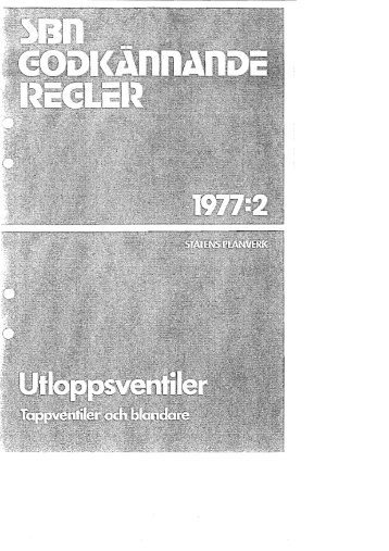 Utloppsventiler, tappventiler och blandare - SBN ... - Boverket