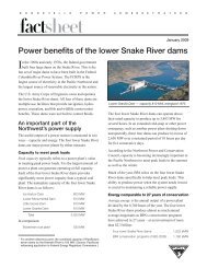 Power benefits of the lower Snake River dams - Bonneville Power ...