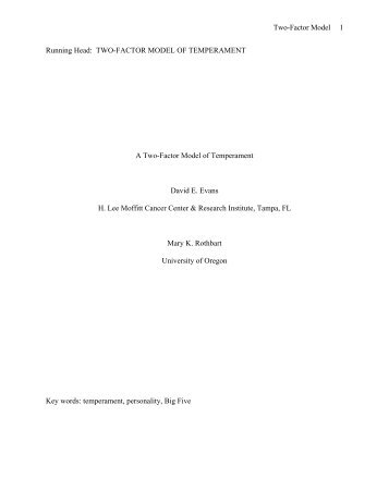 A two-factor model of temperament. - Bowdoin College