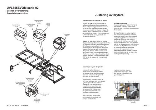 Justering av brytare UVL855EVOM serie 02