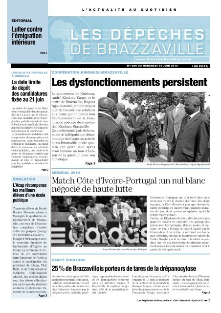 Les dysfonctionnements persistent - Les Dépêches de Brazzaville
