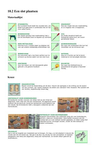 10.2 Een slot plaatsen - Brico