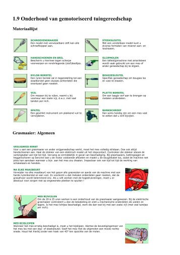 1.9 Onderhoud van gemotoriseerd tuingereedschap - Brico