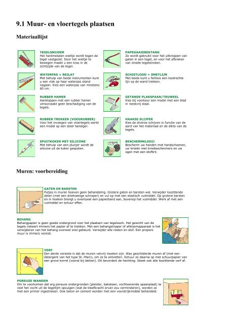 9.1 Muur- en vloertegels plaatsen - Brico