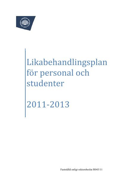 Likabehandlingsplan - Blekinge Tekniska Högskola