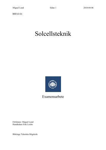 solcellsteknik examarbete.pdf - Blekinge Tekniska Högskola