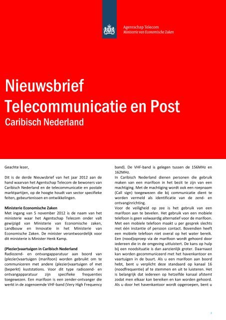 Titel nieuwsbrief, - Bureau Telecommunicatie en Post