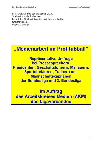 „Medienarbeit im Profifußball“ - Bundesliga