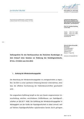 Stellungnahme Prof. Dr. Christian Kersting, LL.M. - Deutscher ...